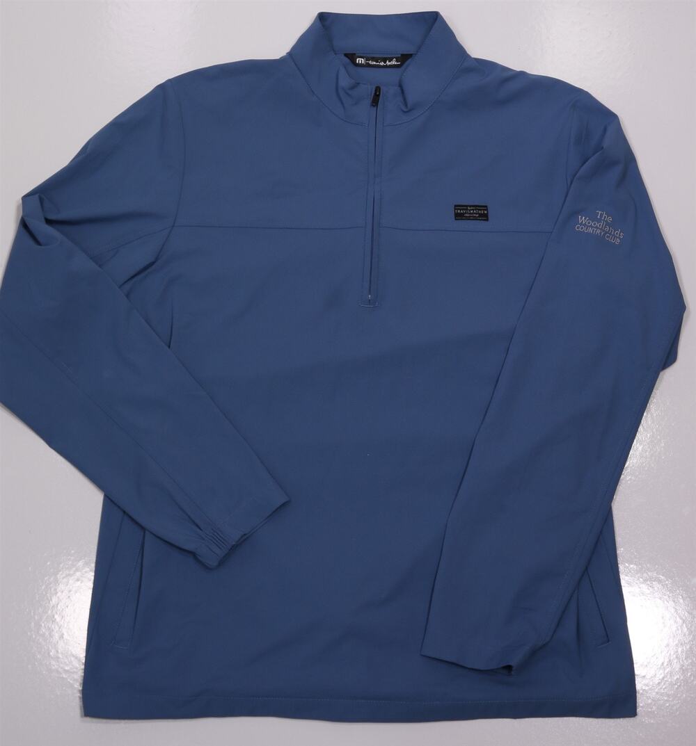 Travis Mathew The Woodlands Country Club Blue 1/4 Quarter Zip Pullover Large